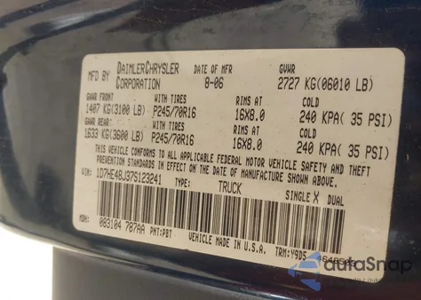 2007 Dodge Dakota Slt z USA, uszkodzony, nr VIN 1D7HE48J37S123241